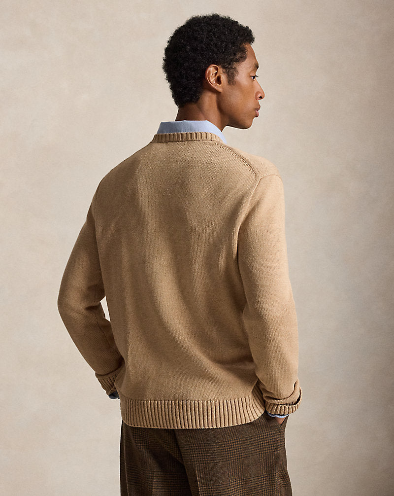 Cotton Crewneck Jumper Camel Melange