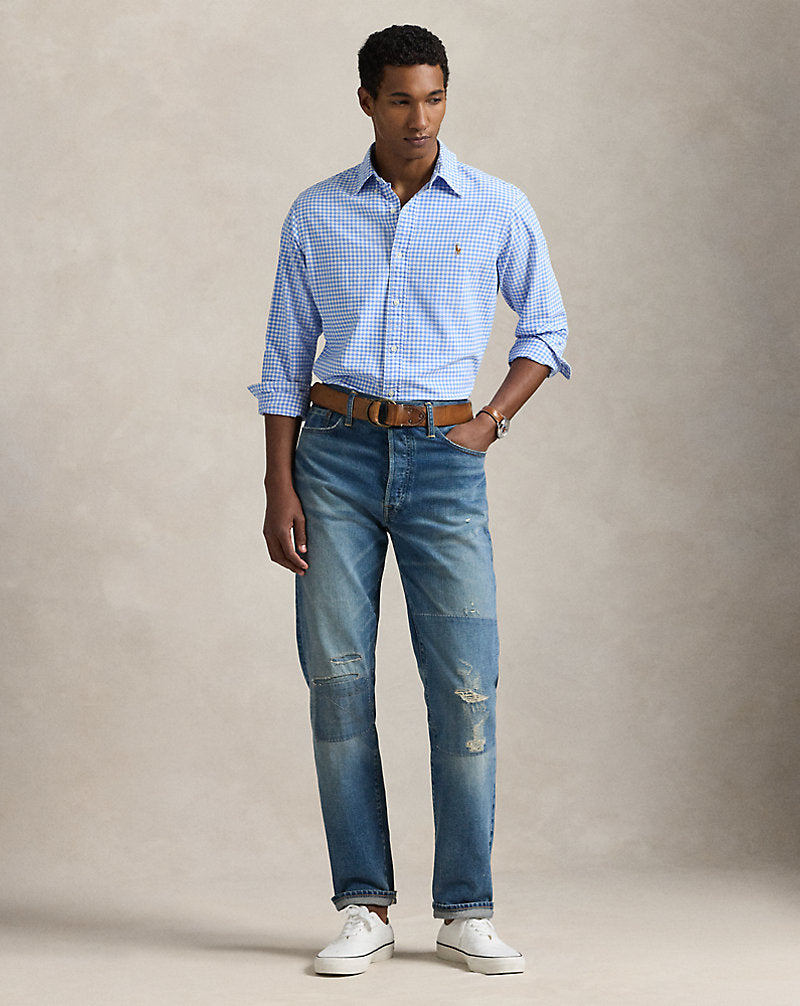 Custom Fit Gingham Oxford Shirt Light Blue/White