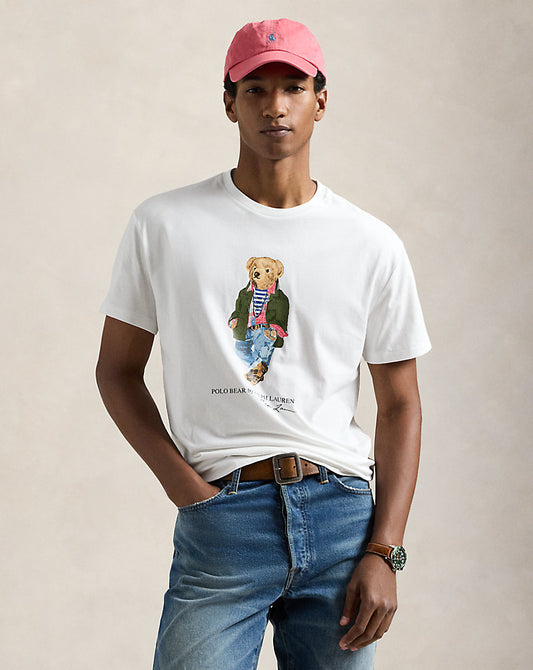 Classic Fit Polo Bear Jersey T-Shirt White Explorer Bear