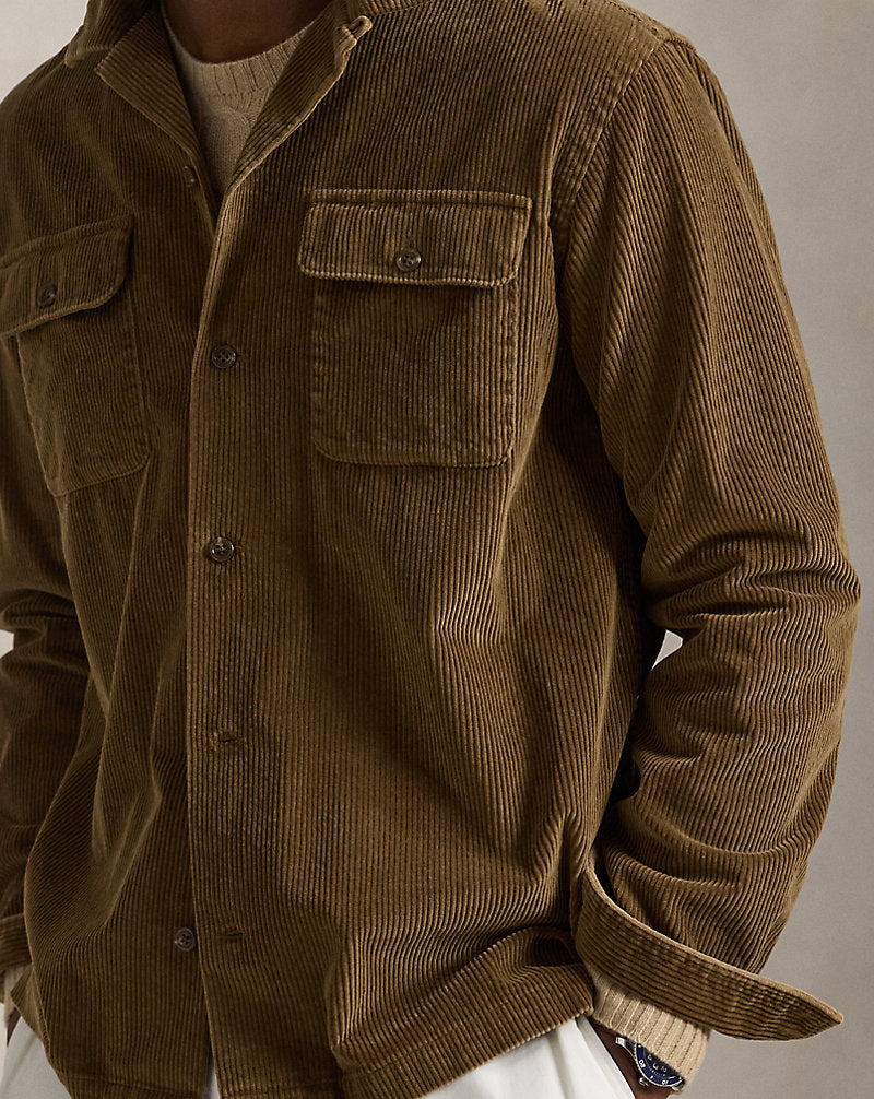 Classic Fit Corduroy Camp Shirt Truffle