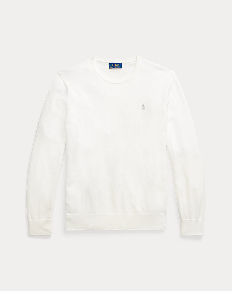 Slim Fit Textured Cotton Jumper Deckwash White