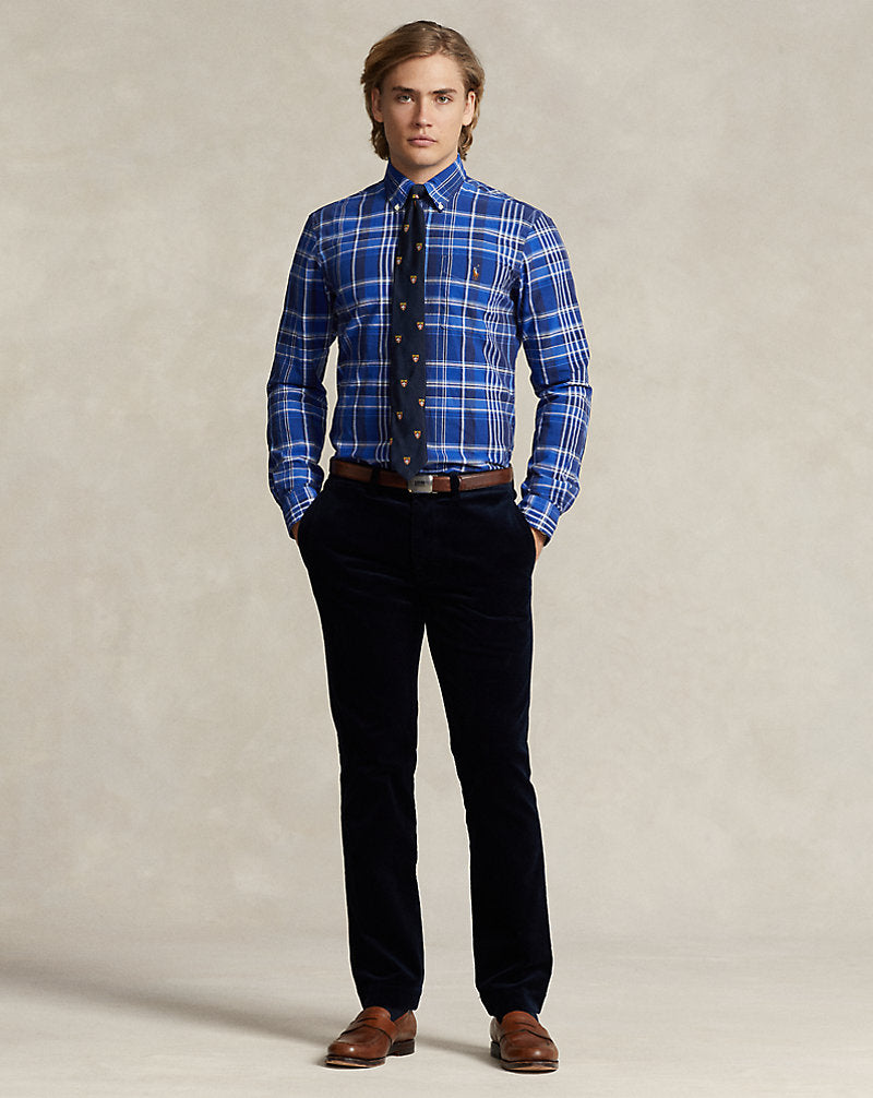 Custom Fit Plaid Oxford Shirt Blue Multi