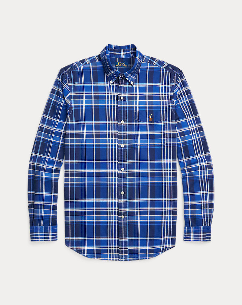 Custom Fit Plaid Oxford Shirt Blue Multi
