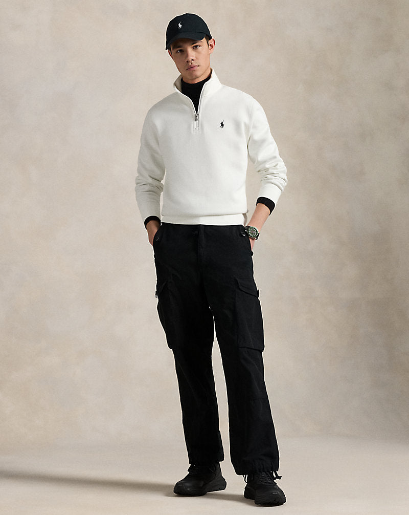 Double-Knit Quarter-Zip Pullover White