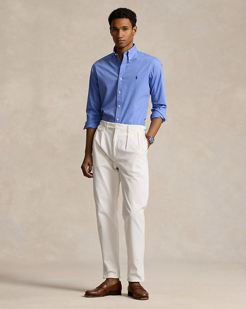 Custom Fit Stretch Poplin Shirt Blue End On End