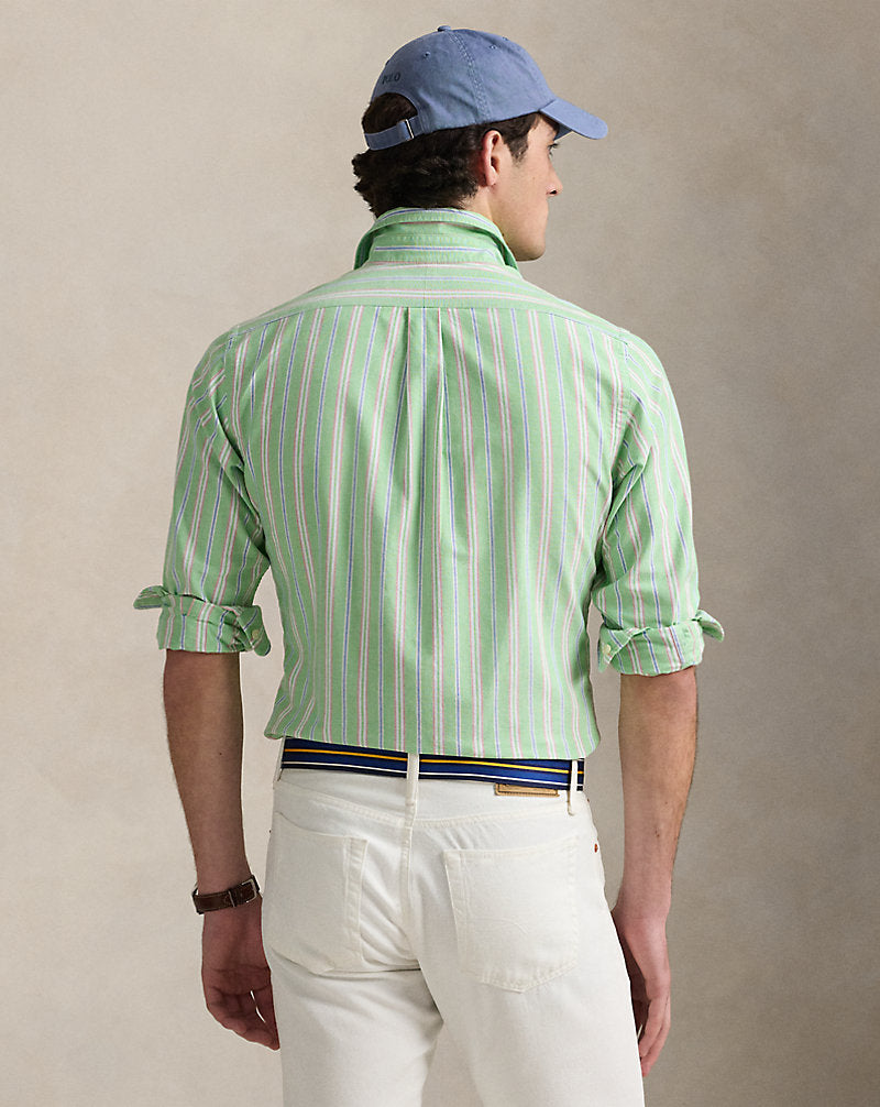 Custom Fit Striped Oxford Shirt Green/White Multi