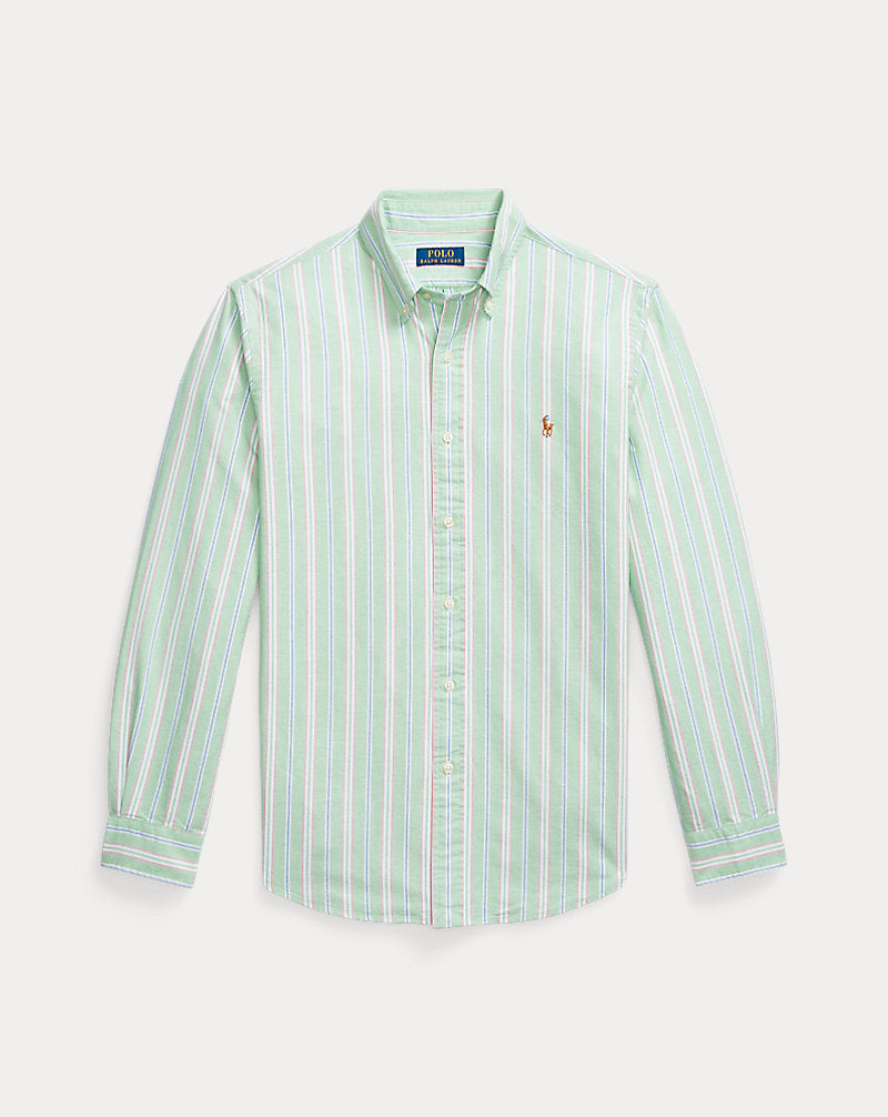 Custom Fit Striped Oxford Shirt Green/White Multi