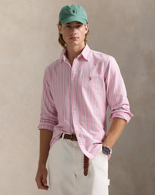 Custom Fit Striped Oxford Shirt Pink/White Multi