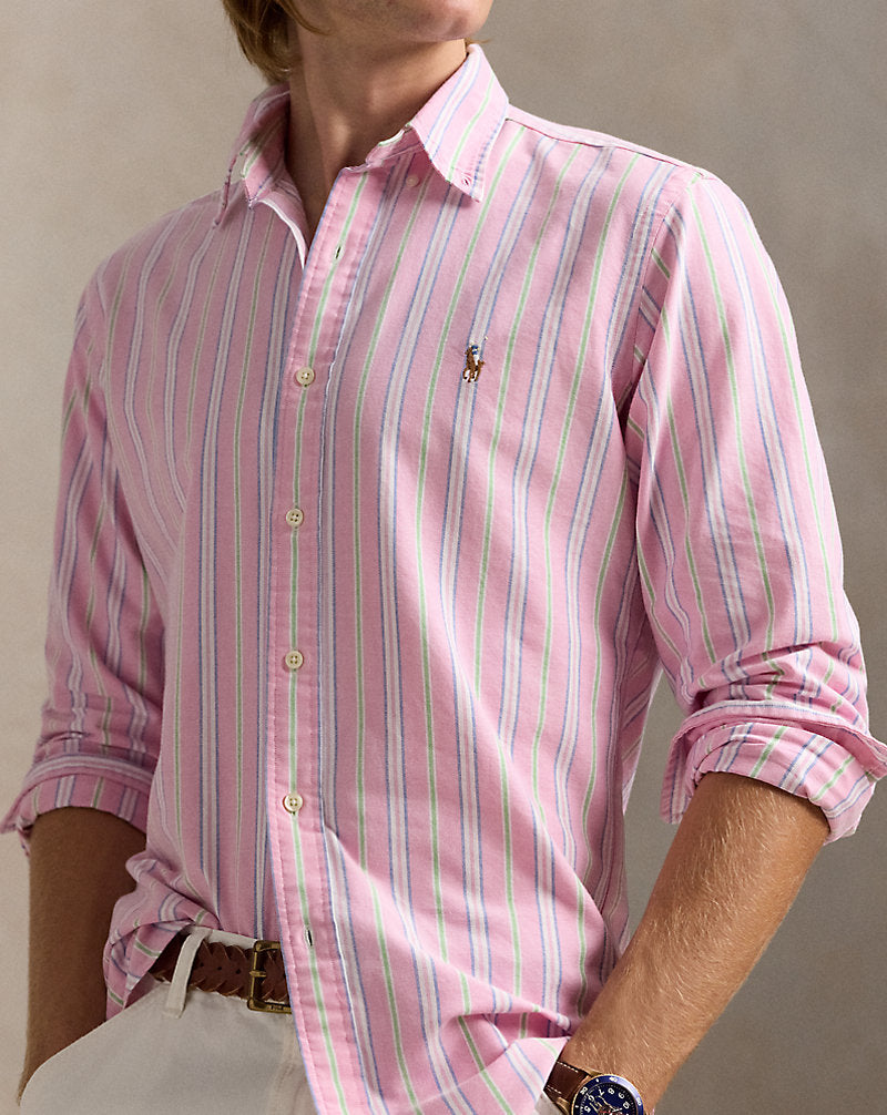 Custom Fit Striped Oxford Shirt Pink/White Multi