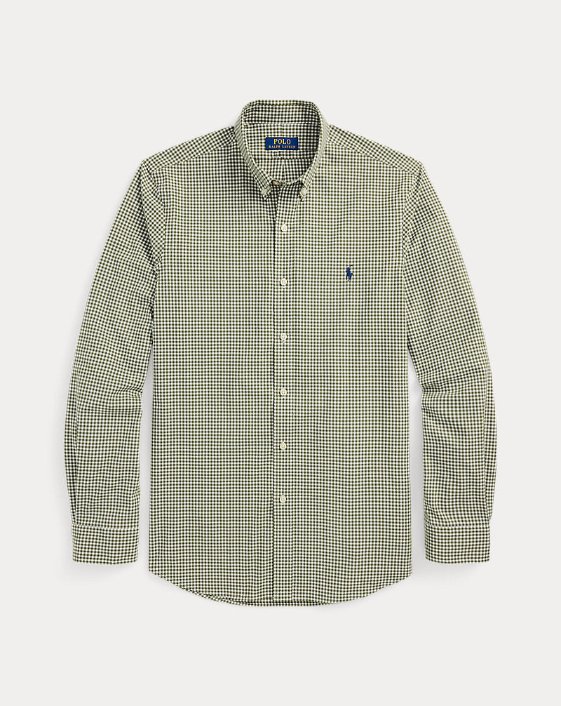 Slim Fit Gingham Stretch Poplin Shirt Garden Trail White