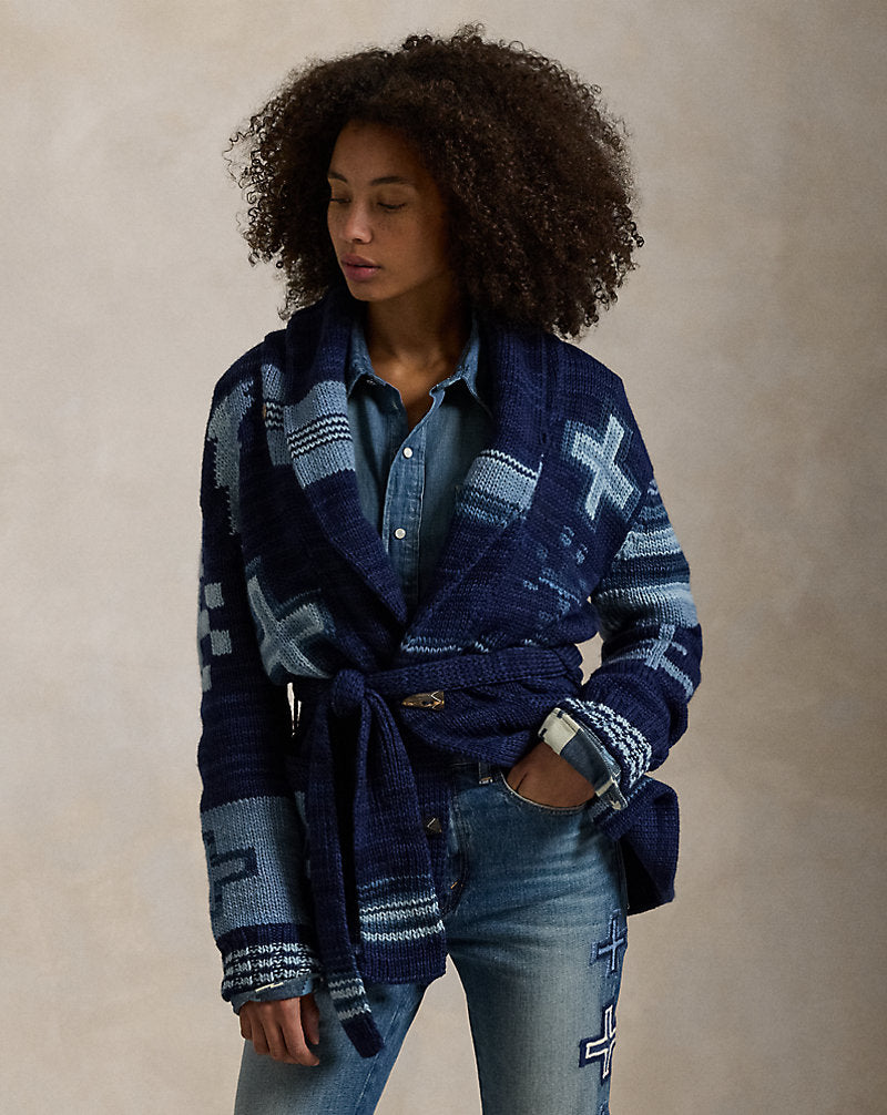 Naiomi Glasses Wrap Cardigan Navy Multi Combo
