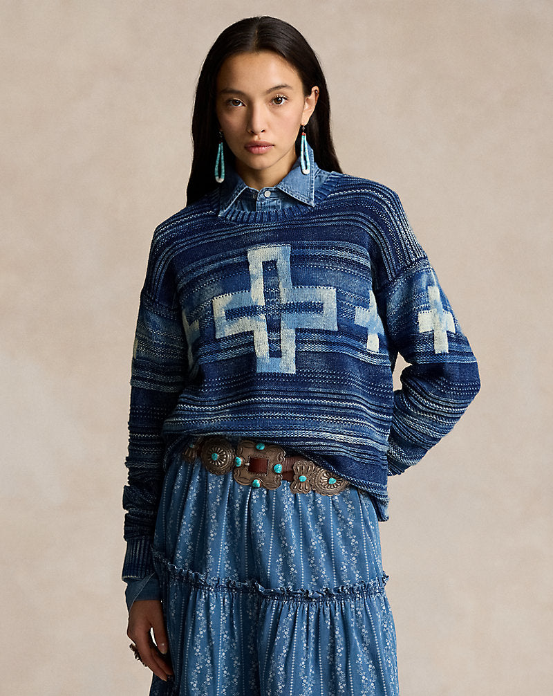 Naiomi Glasses Cotton Jumper Indigo Combo