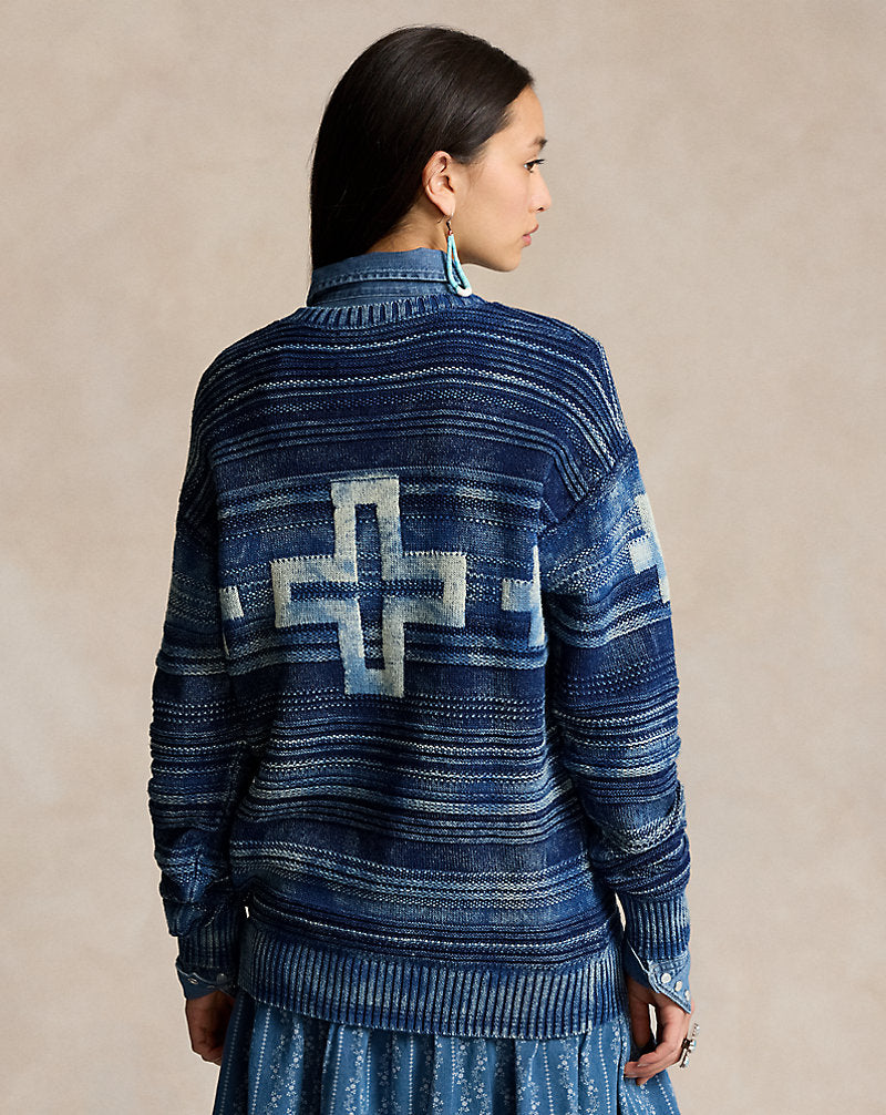 Naiomi Glasses Cotton Jumper Indigo Combo
