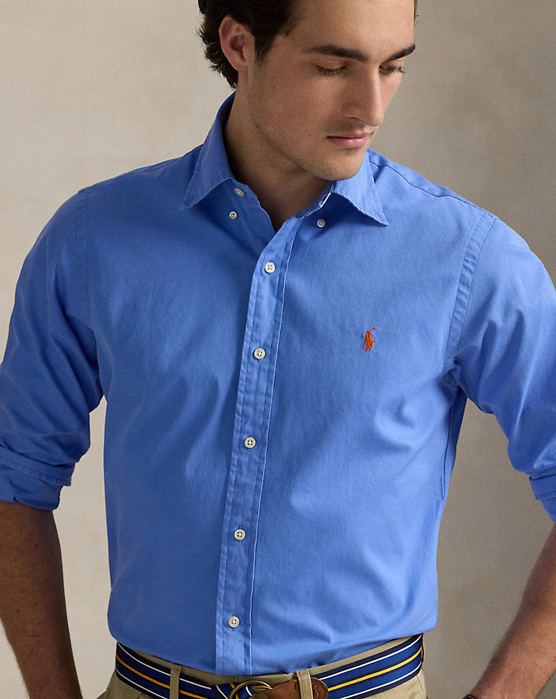 Custom Fit Twill Shirt Harbour Island Blue