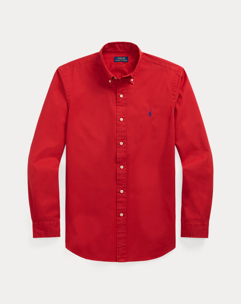 Custom Fit Twill Shirt Red