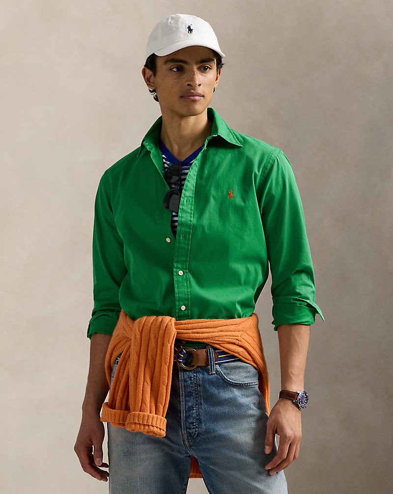 Custom Fit Twill Shirt Cruise Green
