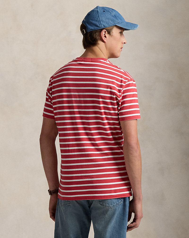 Custom Slim Fit Striped Jersey T-Shirt Spring Red/White
