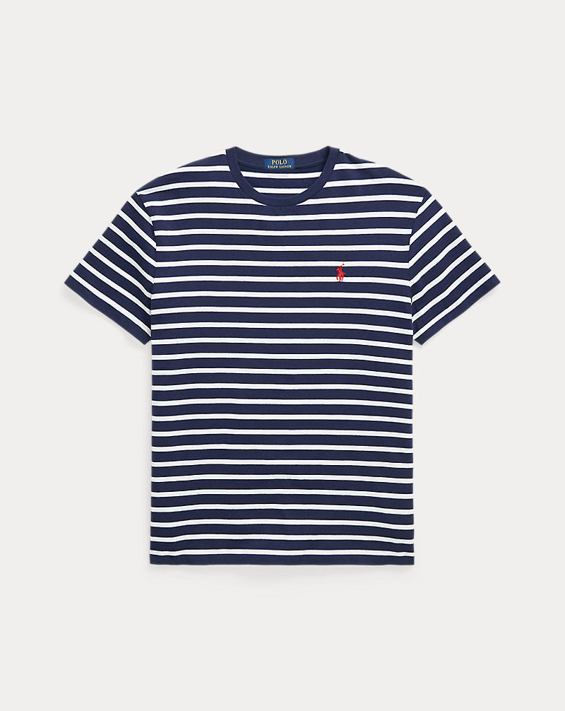 Custom Slim Fit Striped Jersey T-Shirt Newport Navy/White
