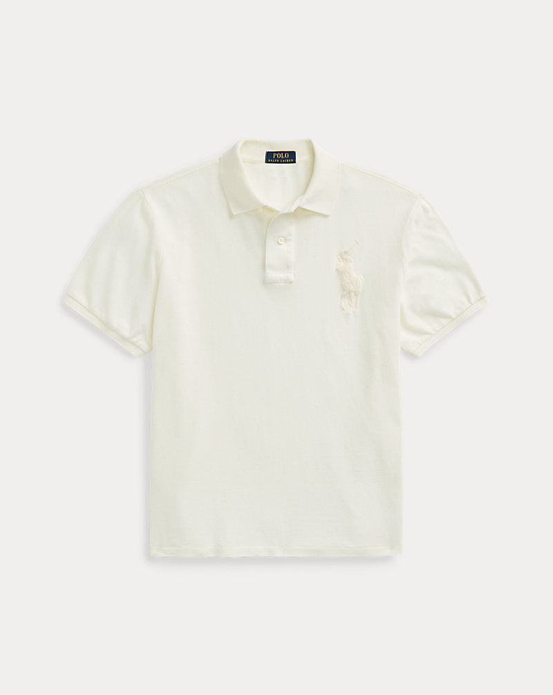 Custom Slim Fit Big Pony Mesh Polo Shirt Clubhouse Cream