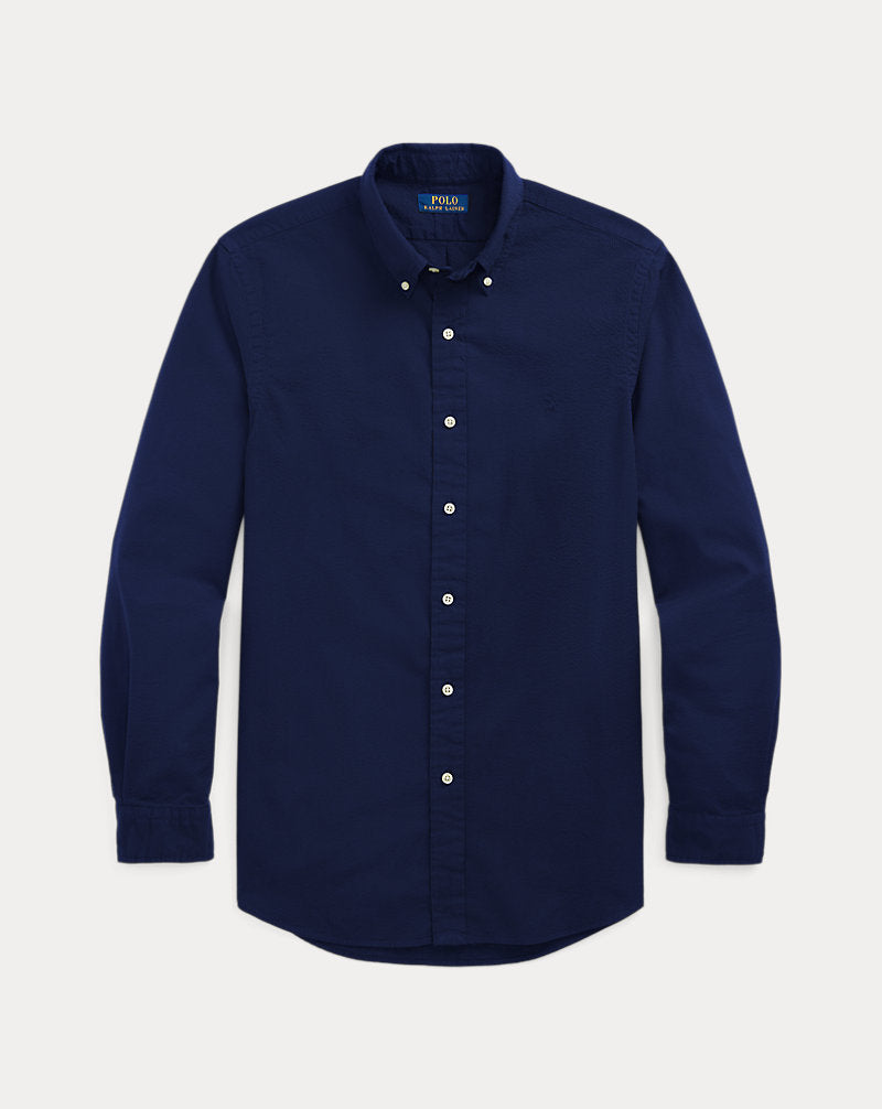 Custom Fit Seersucker Shirt Astoria Navy