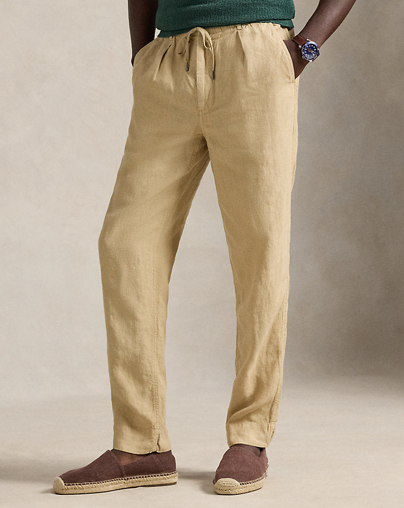 Lateef Slim Tapered Fit Linen Trouser Classic Khaki