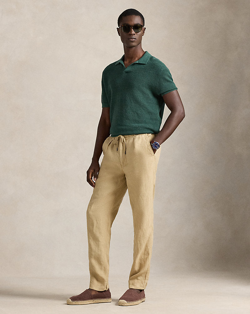 Lateef Slim Tapered Fit Linen Trouser Classic Khaki