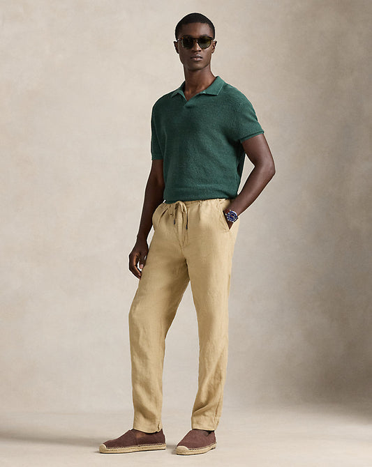 Lateef Slim Tapered Fit Linen Trouser Classic Khaki
