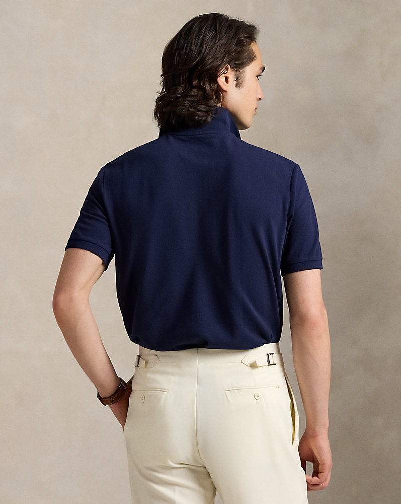 Custom Slim Fit Stretch Mesh Polo Shirt Refined Navy