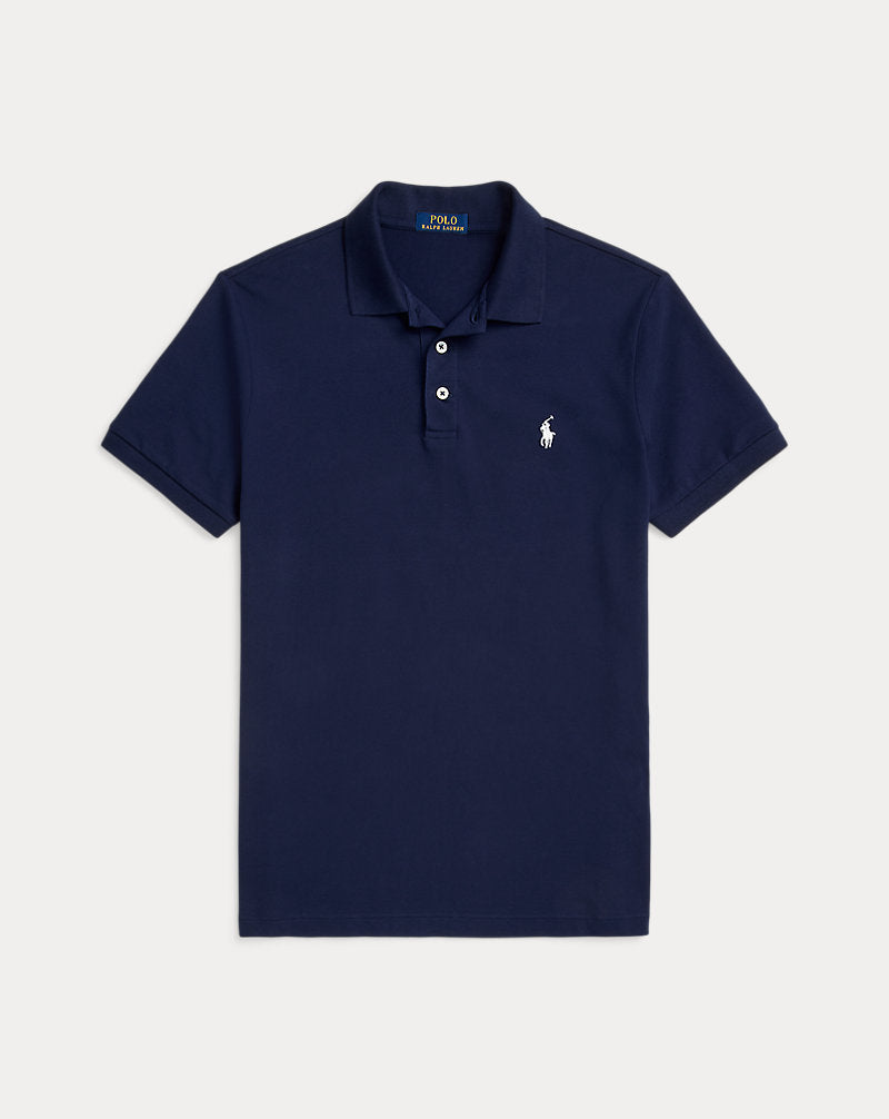 Custom Slim Fit Stretch Mesh Polo Shirt Refined Navy