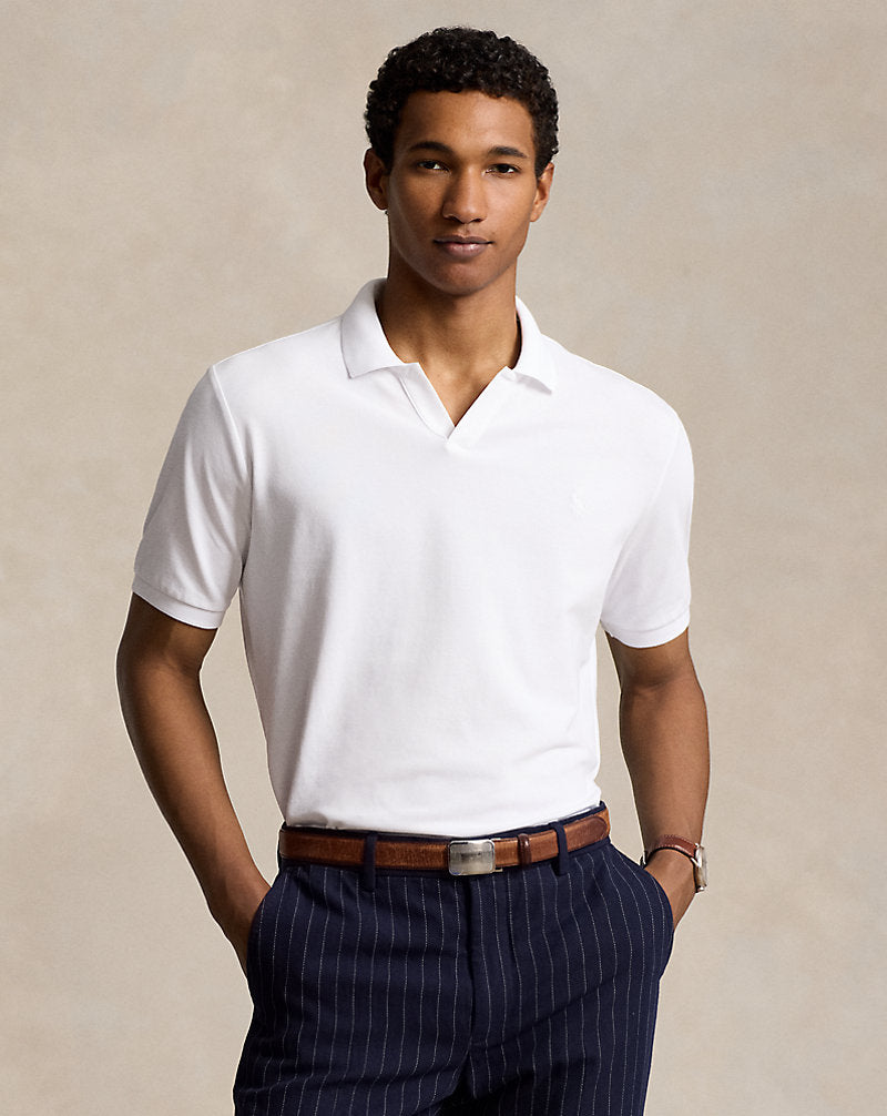 Classic Fit Stretch Mesh Polo Shirt White