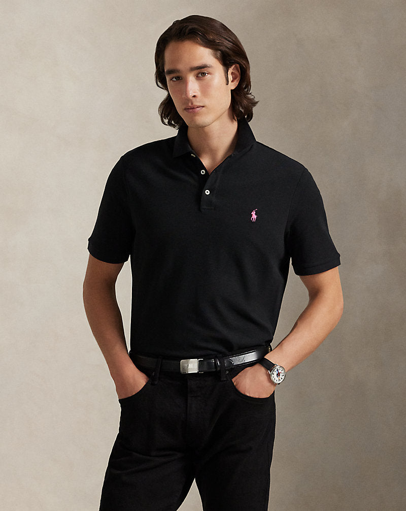 Pink Pony Stretch Mesh Polo Shirt Polo Black