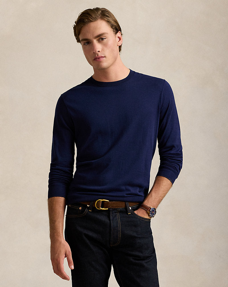 Cotton Crewneck Jumper Bright Navy