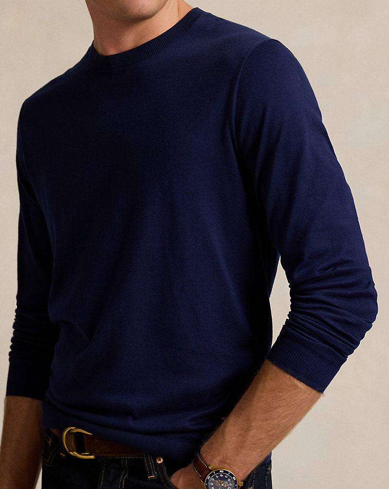 Cotton Crewneck Jumper Bright Navy