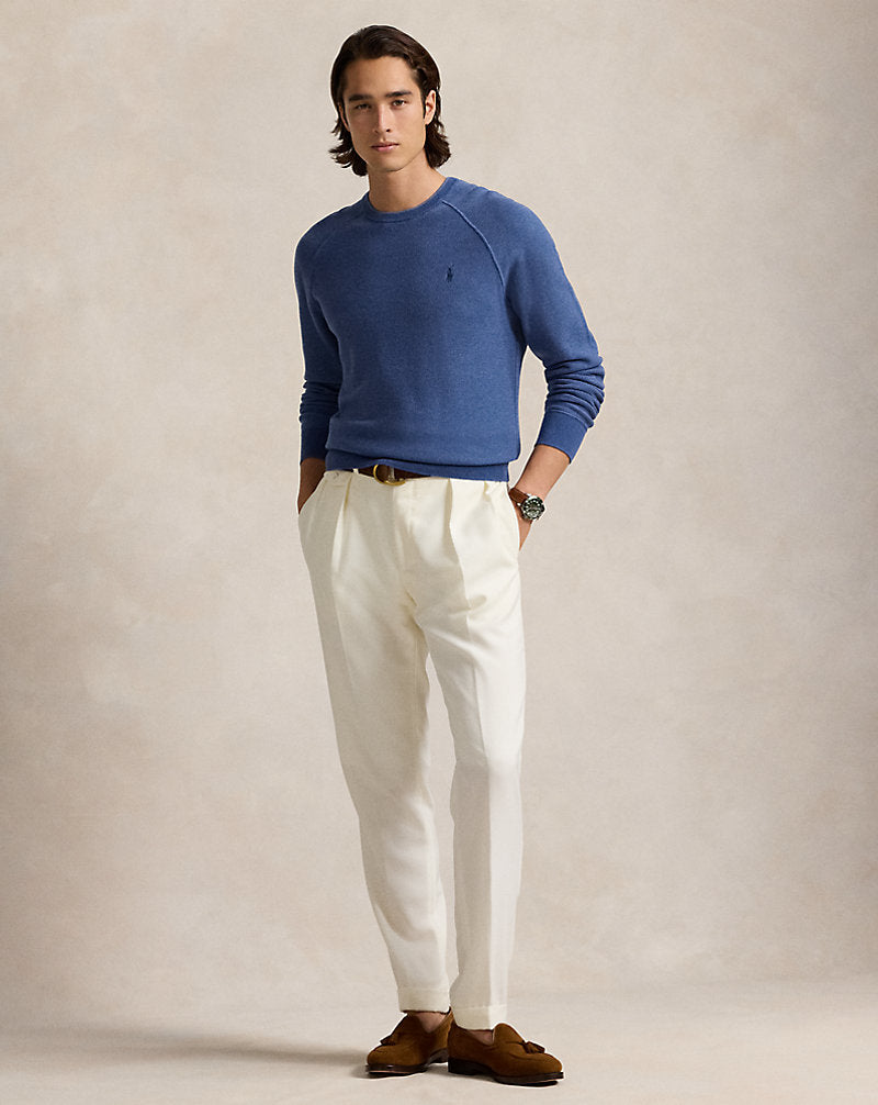 Textured Cotton Crewneck Jumper Blue Combo