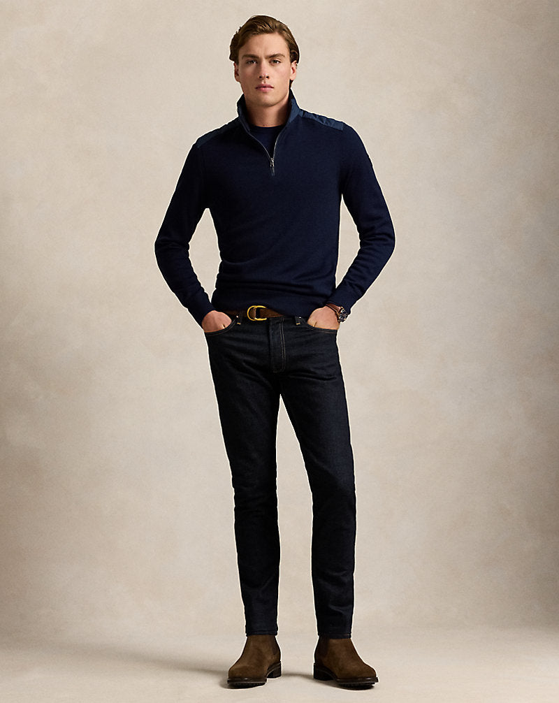 Hybrid Quarter-Zip Mockneck Jumper Piper Navy