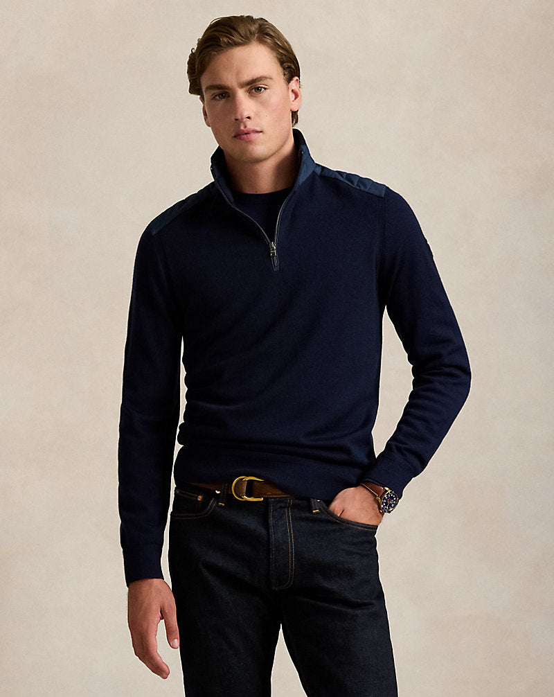 Hybrid Quarter-Zip Mockneck Jumper Piper Navy
