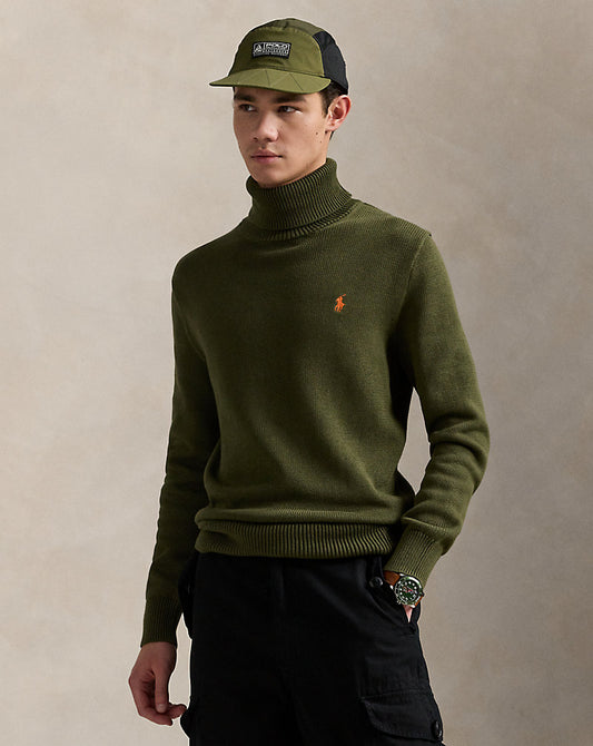 Cotton Roll Neck Jumper New Olive