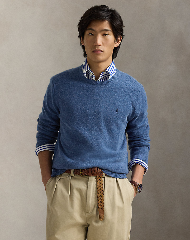 Wool-Cotton Crewneck Jumper Blue Salt Heather