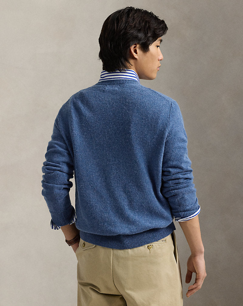 Wool-Cotton Crewneck Jumper Blue Salt Heather