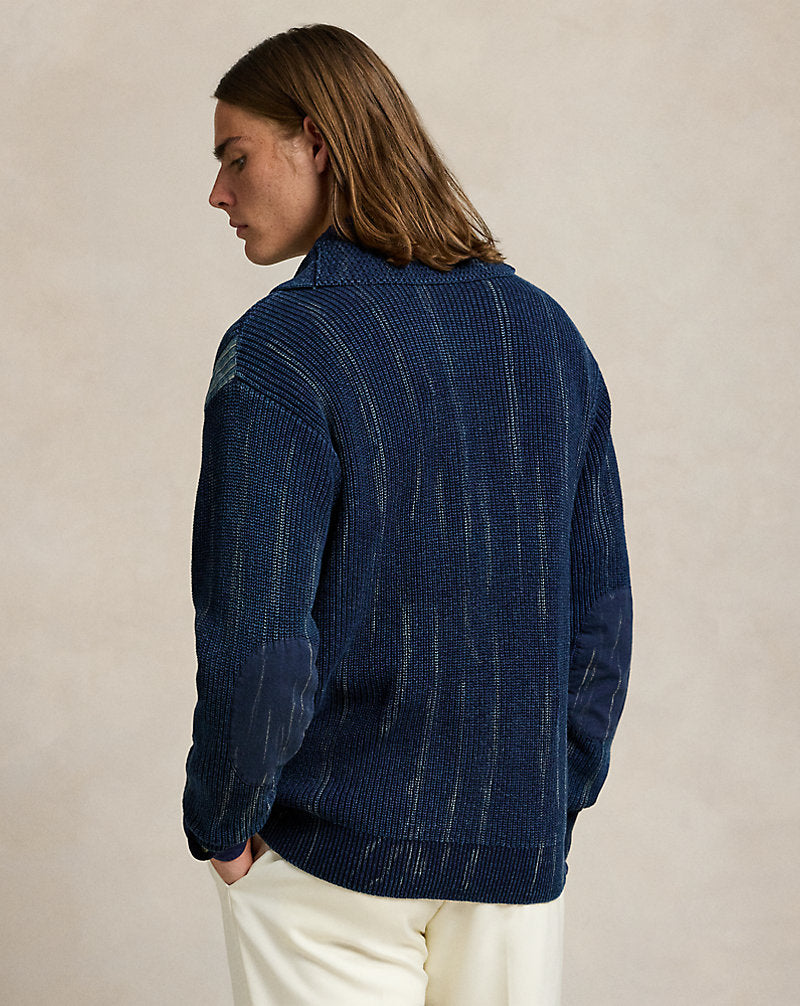 Patchwork Cotton Shawl Cardigan Indigo Combo
