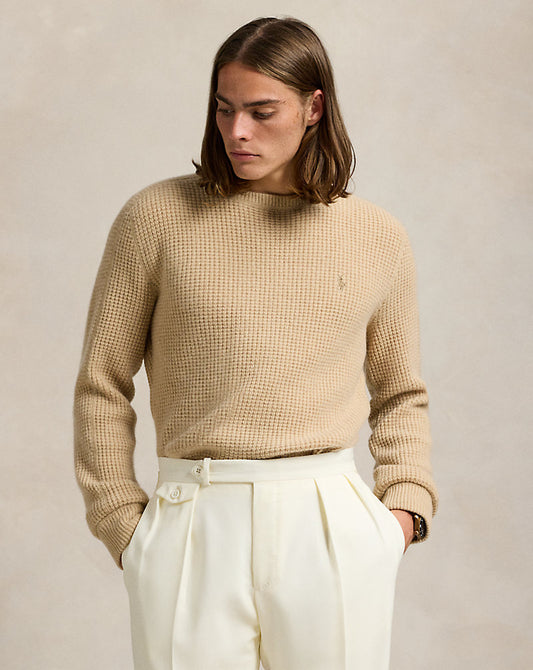 Waffle-Knit Wool-Alpaca Jumper Dune Melange