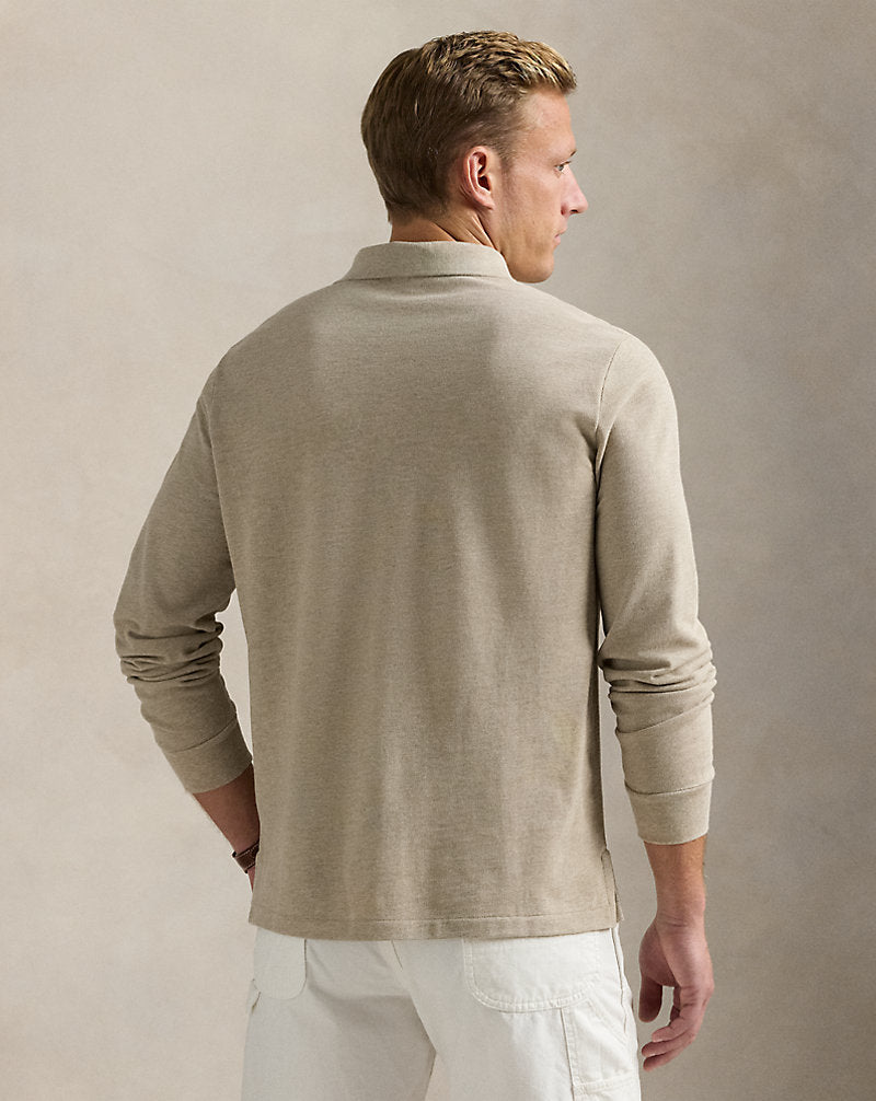 Classic Fit Logo Mesh Polo Shirt Tuscan Beige Heather