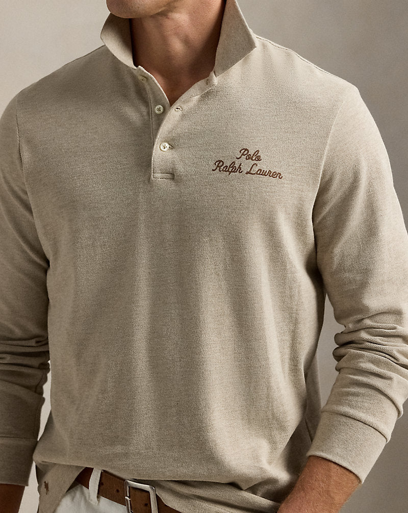 Classic Fit Logo Mesh Polo Shirt Tuscan Beige Heather