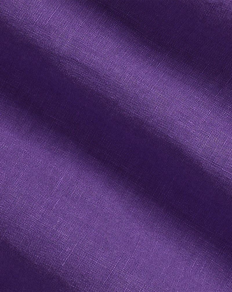 Classic Fit Linen Popover Workshirt Tie Purple