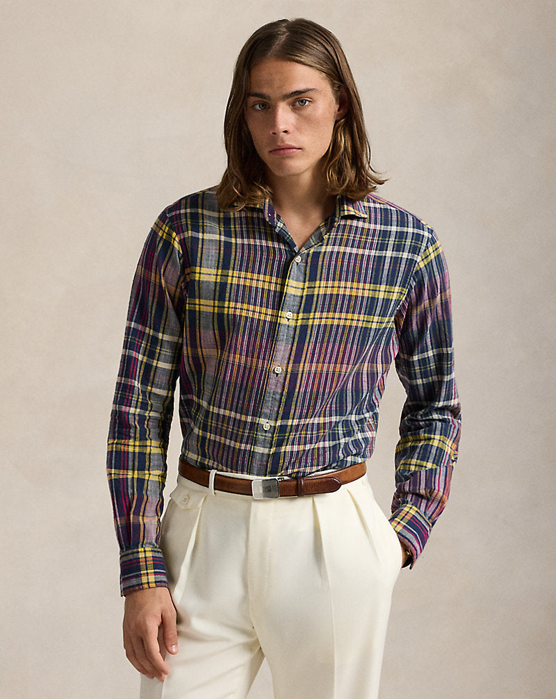Classic Fit Madras Shirt 6590 Navy Berry Multi