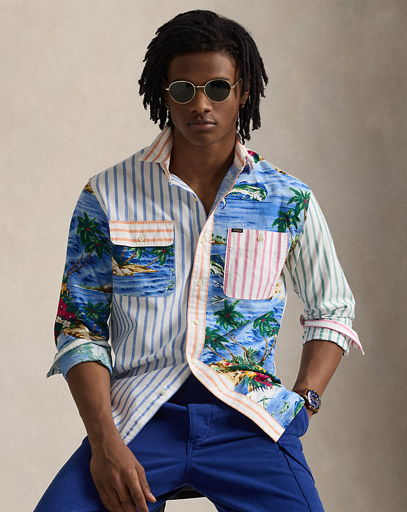 Classic Fit Patchwork Oxford Workshirt Tropical Patchwork