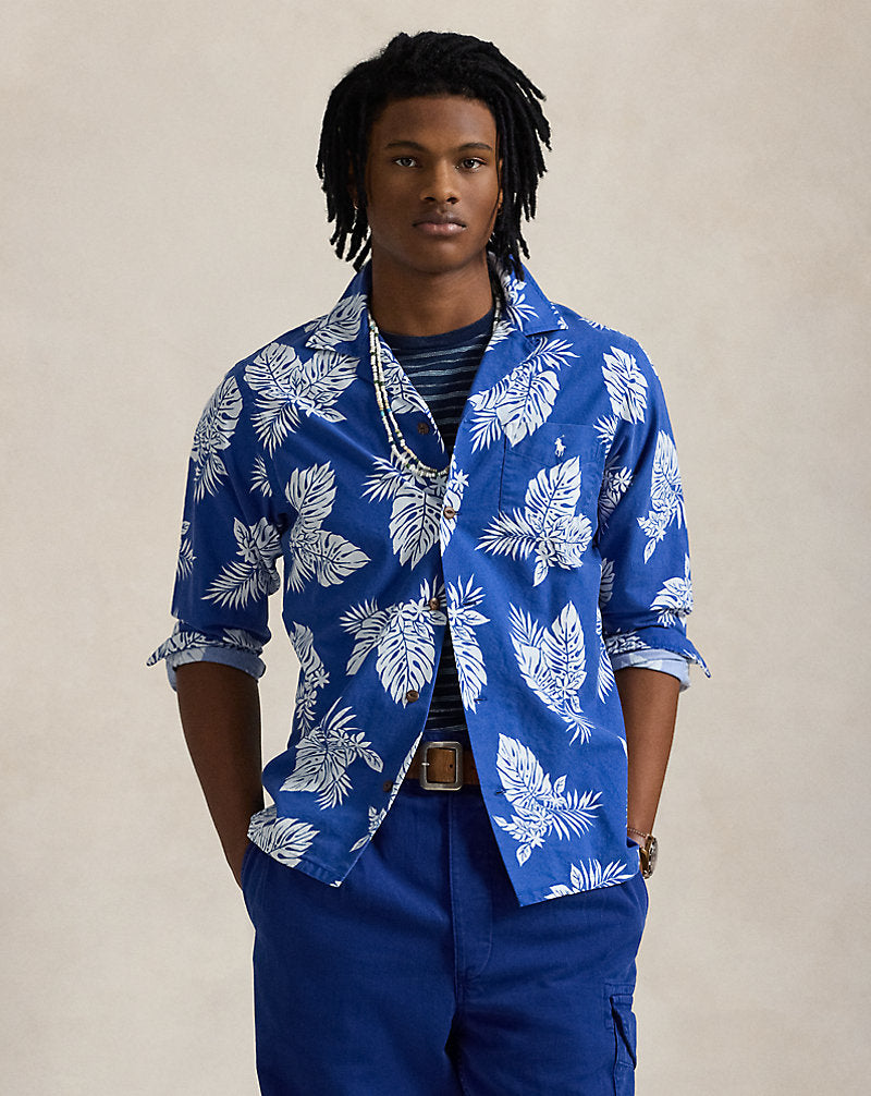 Classic Fit Monstera-Print Oxford Shirt Tropical Monstera