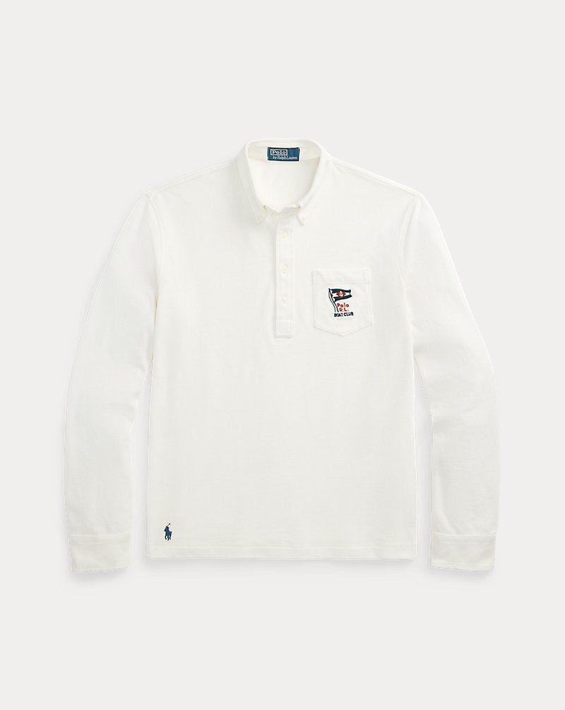 Nautical-Embroidered Mesh Polo Shirt Nevis