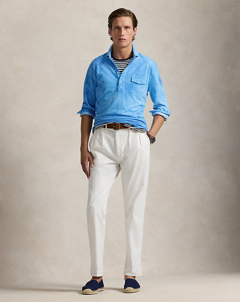Garment-Dyed Mesh Polo Shirt Sky Blue