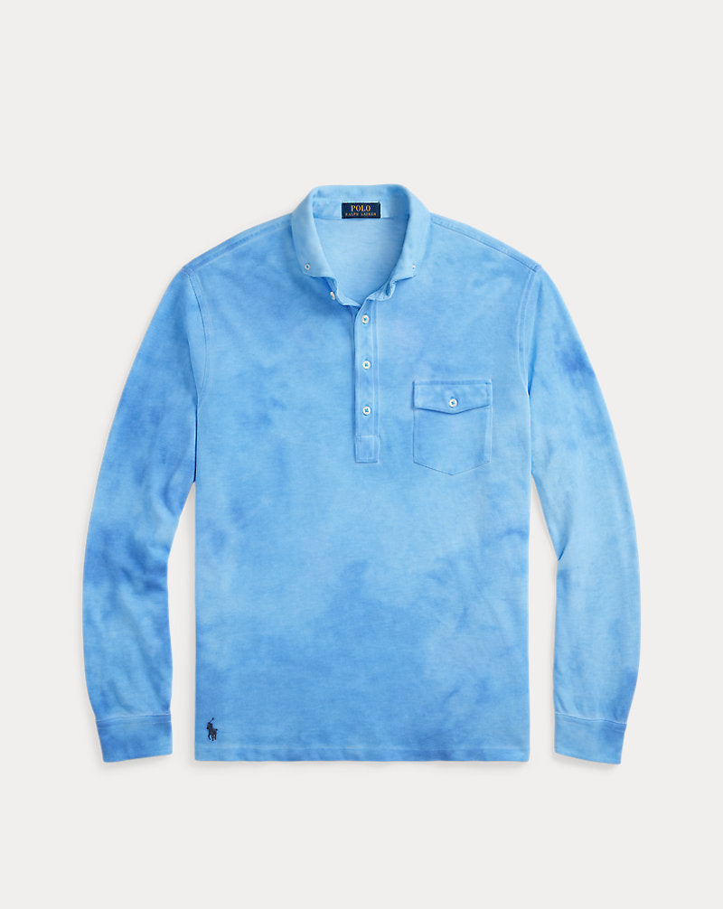 Garment-Dyed Mesh Polo Shirt Sky Blue